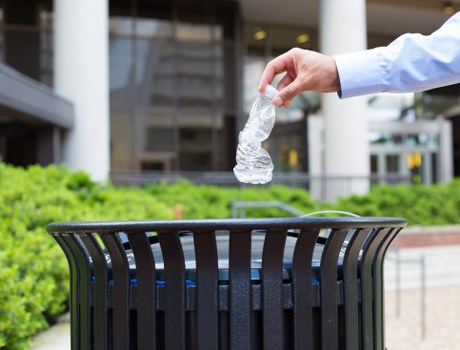Different types of business waste sorted for recycling