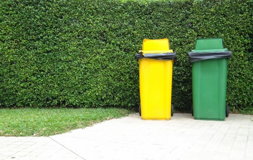 Waste clearance trucks transporting construction waste